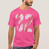 Distressed Baseball Number 32 Jersey Uniform Playe Tシャツ (正面)