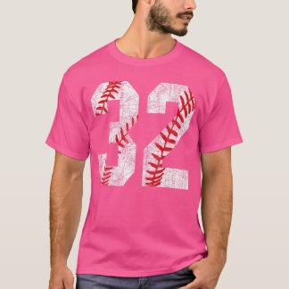Distressed Baseball Number 32 Jersey Uniform Playe Tシャツ