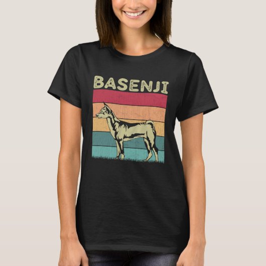 Distressed Basenji Dog  Boys Girls Retro Basenji D Tシャツ (正面)