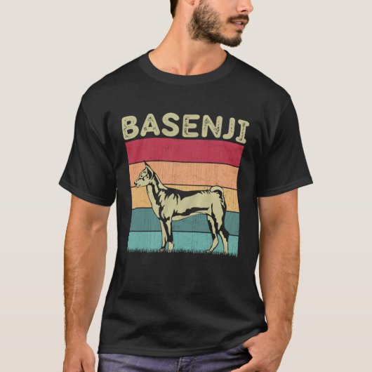 Distressed Basenji Dog  Boys Girls Retro Basenji D Tシャツ (正面)