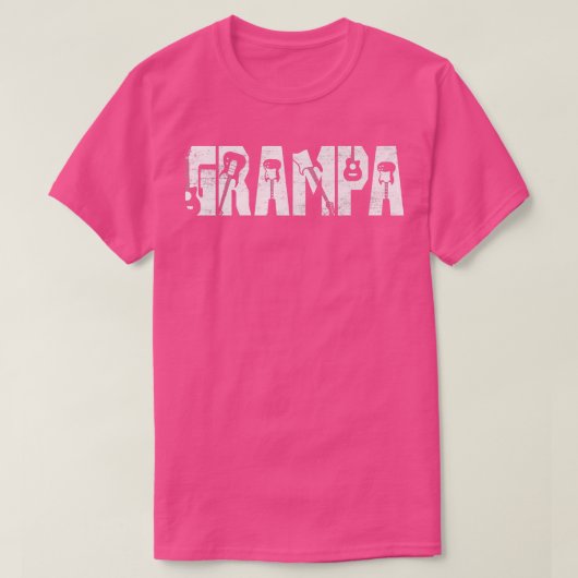 Distressed Best Grampa Ever Guitar Lover Guitarist Tシャツ (デザイン正面)