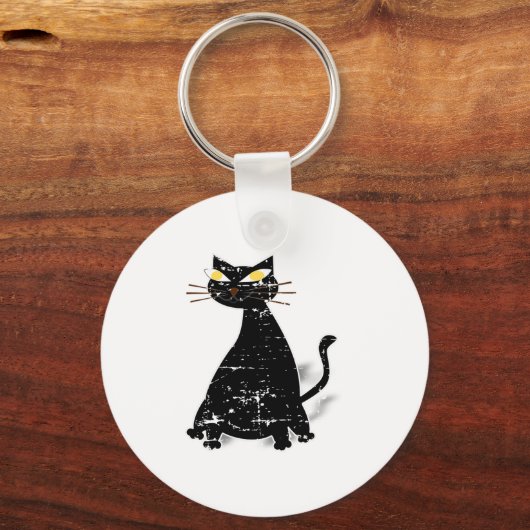 Distressed Black Fat Cat キーホルダー (正面)
