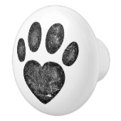 Distressed Black Heart Pawprint Ceramic Knob セラミックノブ (右)