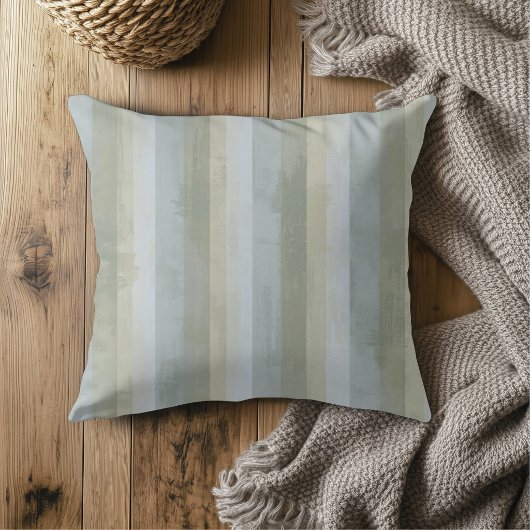 Distressed Blue Gray Beige Modern Farmhouse Stripe クッション
