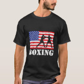 Distressed Boxing Usa American Flag Boxer Fighter Tシャツ (正面)