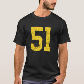 Distressed Bright Gold Number 51 Jersey Player Uni Tシャツ (正面)