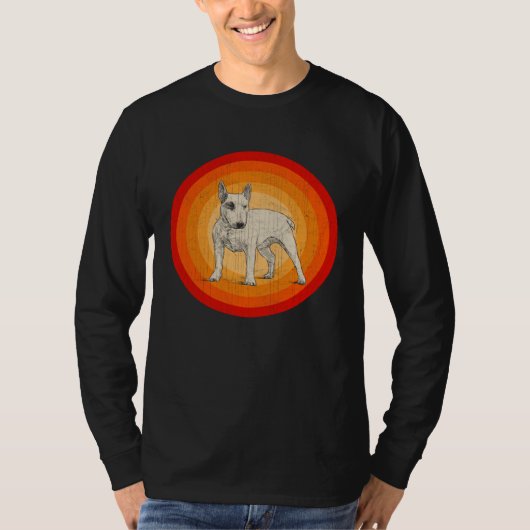 Distressed Bull Terrier Dog  Retro Style Tシャツ (正面)