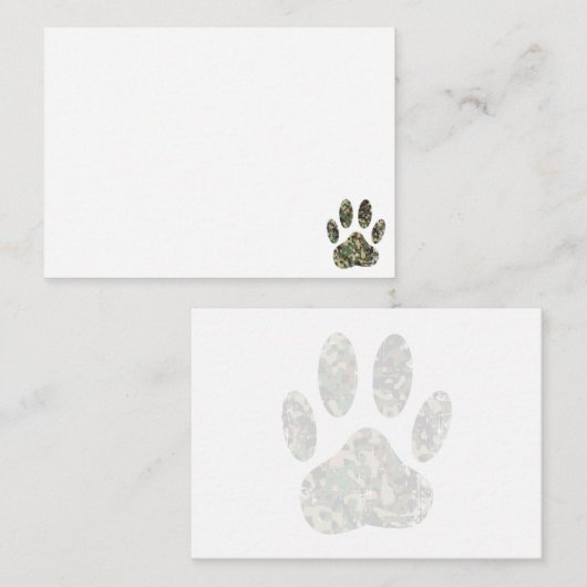 Distressed Camo Dog Paw Print Blank ノートカード (正面/裏面)