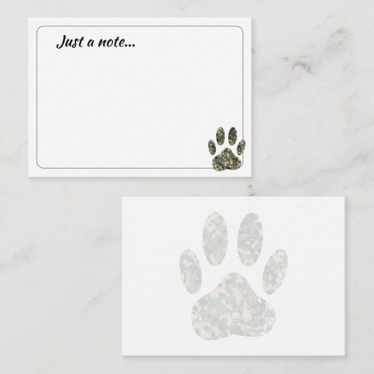 Distressed Camo Dog Paw Print Just a Note ノートカード (正面/裏面)
