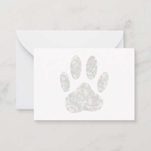 Distressed Camo Dog Paw Print Lined Monogram ノートカード (裏面)