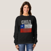 Distressed Chile Flag Graphic for Men Women Hispan スウェットシャツ (正面フル)