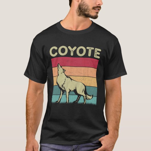 Distressed Coyote  Boys Girls Retro Style Coyote Tシャツ (正面)