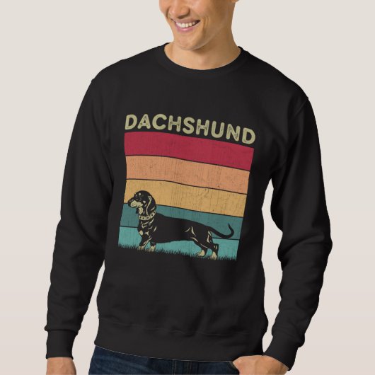 Distressed Dachshund Dog  Boys Girls Retro Style D スウェットシャツ (正面)