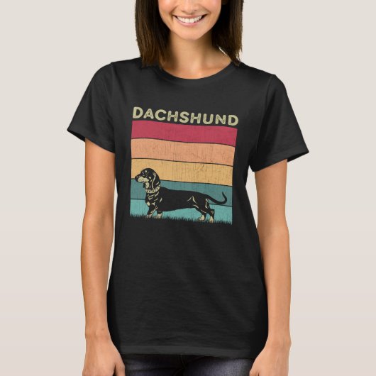 Distressed Dachshund Dog  Boys Girls Retro Style D Tシャツ (正面)