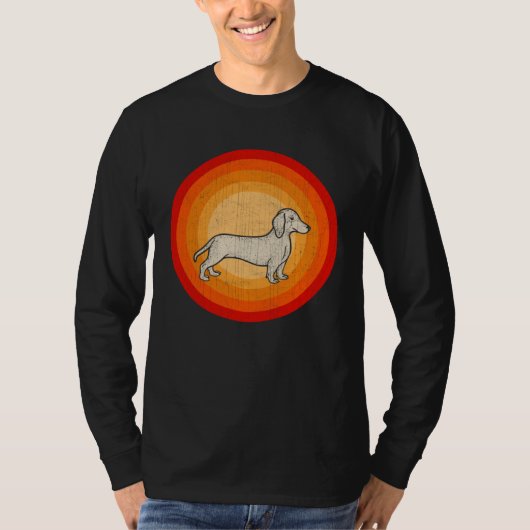 Distressed Dachshund Dog  Retro Style Tシャツ (正面)