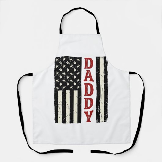 Distressed Daddy American Flag Shirt Design_1 エプロン (正面)