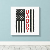 Distressed Daddy American Flag Shirt Design_1 キャンバスプリント (インサイチュ (ウッドフロア))