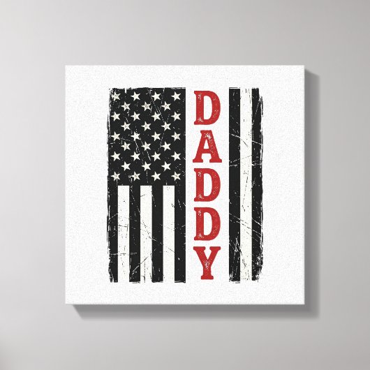 Distressed Daddy American Flag Shirt Design_1 キャンバスプリント (正面)