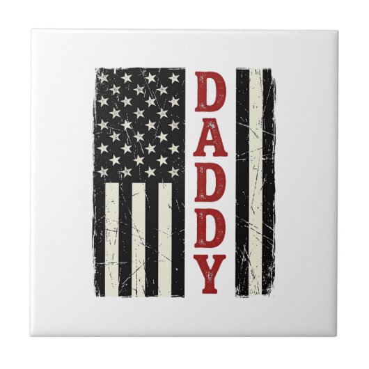 Distressed Daddy American Flag Shirt Design_1 タイル (正面)