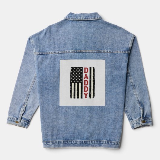 Distressed Daddy American Flag Shirt Design_1 デニムジャケット (裏面)