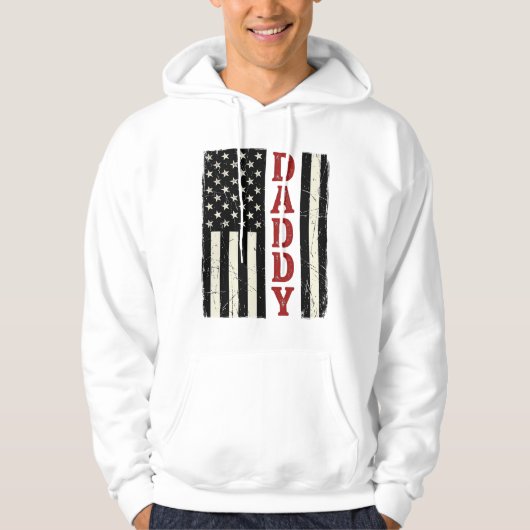 Distressed Daddy American Flag Shirt Design_1 パーカ (正面)