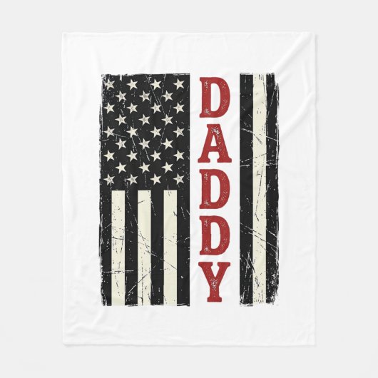 Distressed Daddy American Flag Shirt Design_1 フリースブランケット (正面)