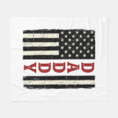 Distressed Daddy American Flag Shirt Design_1 フリースブランケット (正面(横))