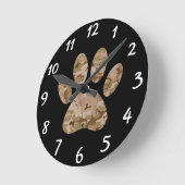 Distressed Desert Camo Dog Paw Print Round Clock ラウンド壁時計 (傾斜)