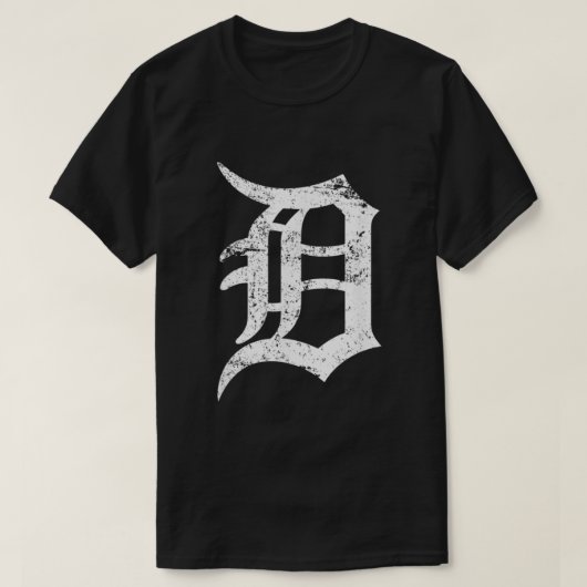 Distressed Detroit D Lettering Design  Tシャツ (デザイン正面)