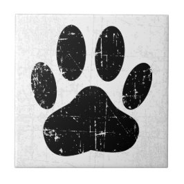 Distressed Dog Pawprint Canine Paw タイル