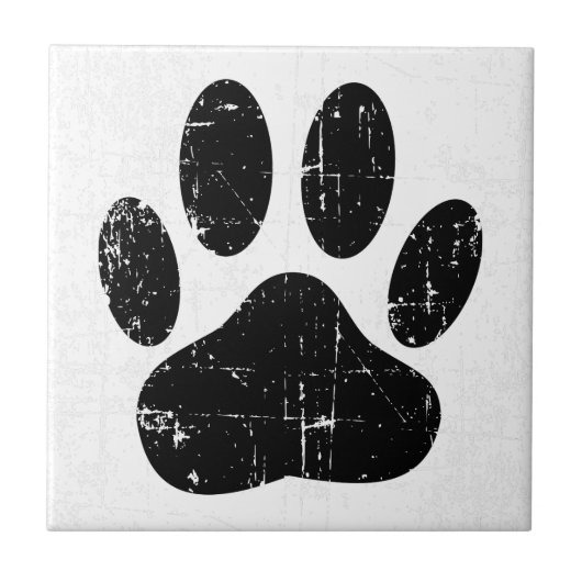 Distressed Dog Pawprint Canine Paw タイル (正面)