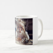 Distressed Doll Meme Smoking & Drinking | Gen Z コーヒーマグカップ (正面右)
