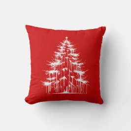 Distressed Drippy Gothic Chic Red Christmas Tree クッション