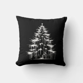 Distressed Drippy Gothic Chic White Christmas Tree クッション
