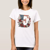 Distressed Flag Letter E Floral Wreath Tシャツ (正面)
