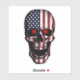 Distressed Flag Skull Red Eye Vinyl Decal シール