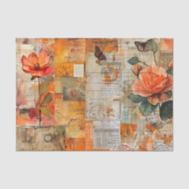 Distressed Floral Ephemera Collage in Fall Colors 薄葉紙