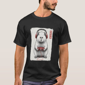 Distressed Gamer Japanese Art Funny Capybara Video Tシャツ