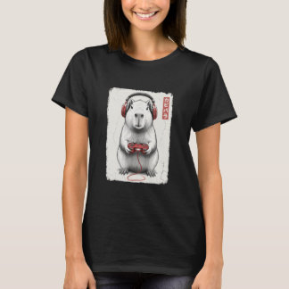 Distressed Gamer Japanese Art Funny Capybara Video Tシャツ