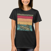 Distressed Grasshopper Lover Boys Girls Retro Gras Tシャツ (正面)