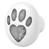 Distressed Gray Heart Pawprint Ceramic Knob セラミックノブ (右)