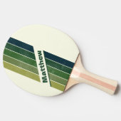 Distressed Green Retro five Striped with Name 卓球ラケット (横)