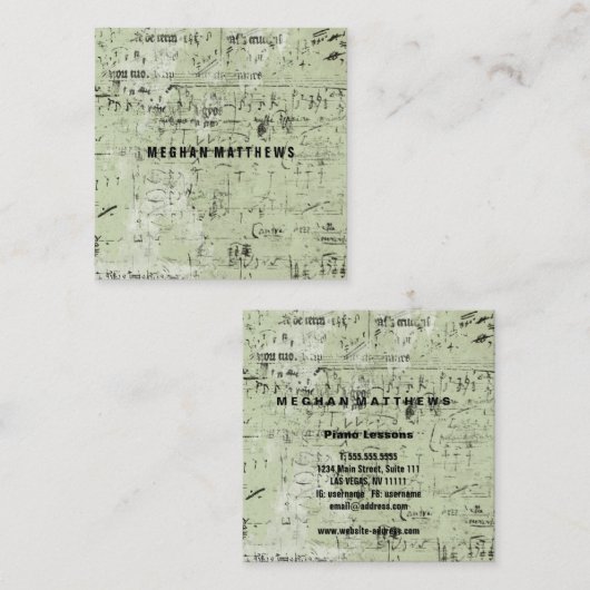 Distressed Grunge Music スクエア名刺 (正面/裏面)