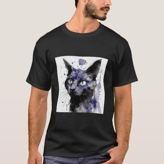 Distressed Grungy Punky Graffiti Cat V Tシャツ (正面)