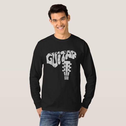 Distressed Guitar Guitarist Musicians Music Tシャツ (正面フル)