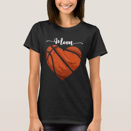 Distressed Heart Basketball Mom Heart Cute Mother Tシャツ (正面)