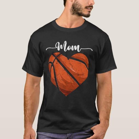 Distressed Heart Basketball Mom Heart Cute Mother Tシャツ (正面)