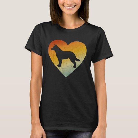 Distressed Heart Retro Men Women Australian Cattle Tシャツ (正面)