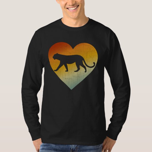 Distressed Heart Retro Style Men Women Jaguar Tシャツ (正面)