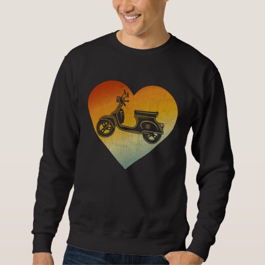 Distressed Heart Retro Style Men Women Scooters スウェットシャツ (正面)